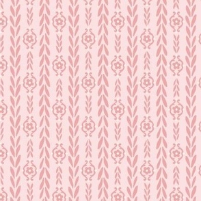 leaf and flower stripe - two tone pink