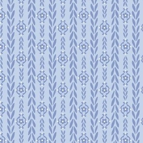 leaf and flower stripe - two tone blue