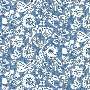 Zara Boho Dusky Blue Floral Normal Scale