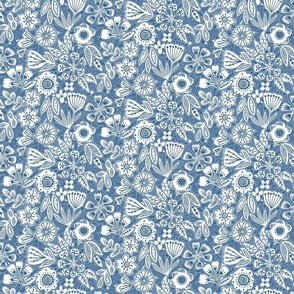Zara Boho Dusky Blue Floral Small Scale