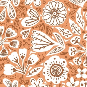 Zara Boho Terracotta Floral Wallpaper Scale