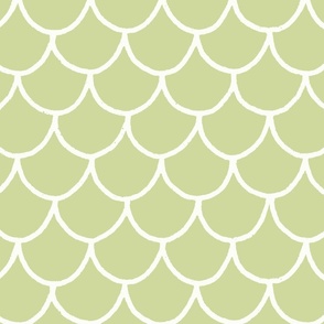 Mermaid Scales | Medium Scale | Lime Green, Bright White