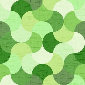 Geo ogee - linen multicolor grass green