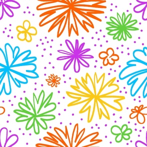  Neon Flower And Dots on white