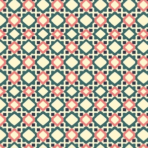 Retro Geometric Tile Pattern with Coral and Teal