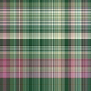 Green & Pink Plaid - Soft Lines Tartan 