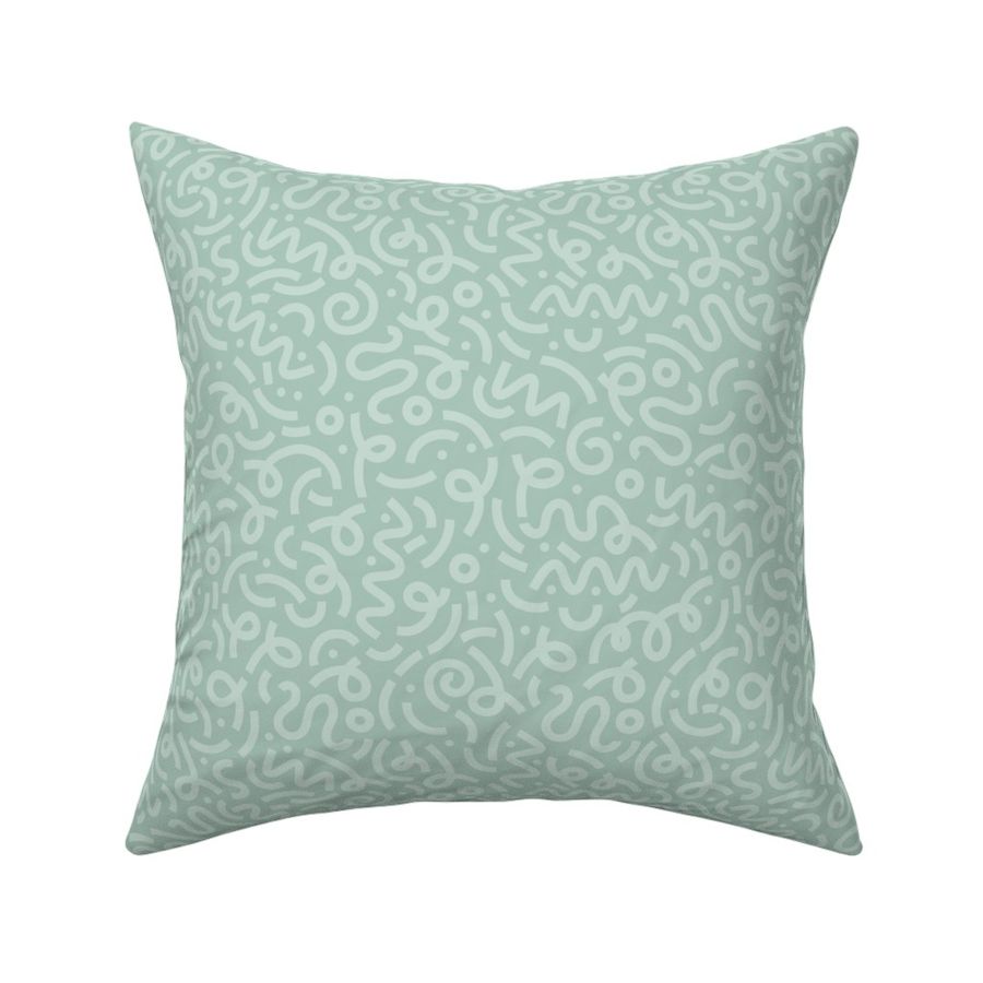 M Abstract Mint Green Squiggle Pattern - Modern Playful Geometric Design 0046 2D Mint