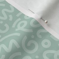 M Abstract Mint Green Squiggle Pattern - Modern Playful Geometric Design 0046 2D Mint