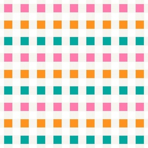 Ribbon Party Plaid / Palm Springs / Geometric / Sand Hot Pink Orange Turquoise / Small