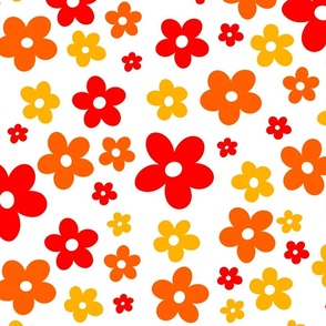 Simple Sixties Floral Yellow Orange Red white