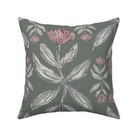 Jumbo - Woven Tulips - Green Grey Texture