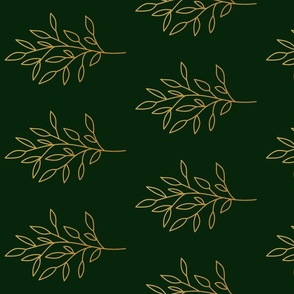 Art Deco Green with Gold Leaves Rotated