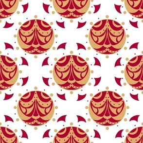 Art Deco Mandela Burgundy and Gold Geometric Circles 