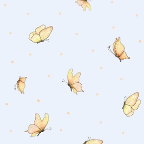 Medium - Sweet watercolor butterflies for girls nursery on light blue