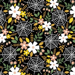 Cottagecore Halloween Flowers, Black