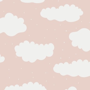 Large / Quirky Clouds on Pastel Pink