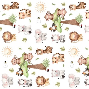 Safari Animals Baby Nursery Kids Fabric Rotated 
