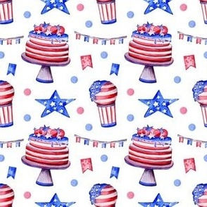 S - American Stars and cakes . Patriotic American design 4th of july - SMALL scale