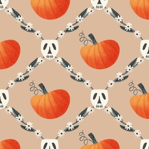Halloween Cottagecore Tan  (Large) --- Pumpkin