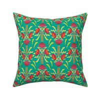 Spring waratahs on emerald green (Art Nouveau) by Su_G_©SuSchaefer