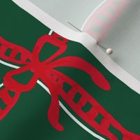 Holiday Red Ribbons and Bows on Green