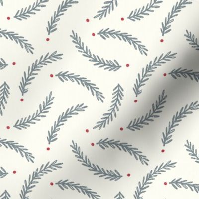 Festive Scattered Branches, Smokey Blue | Natural Christmas