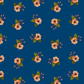 Flowers and Beds, Blue Background