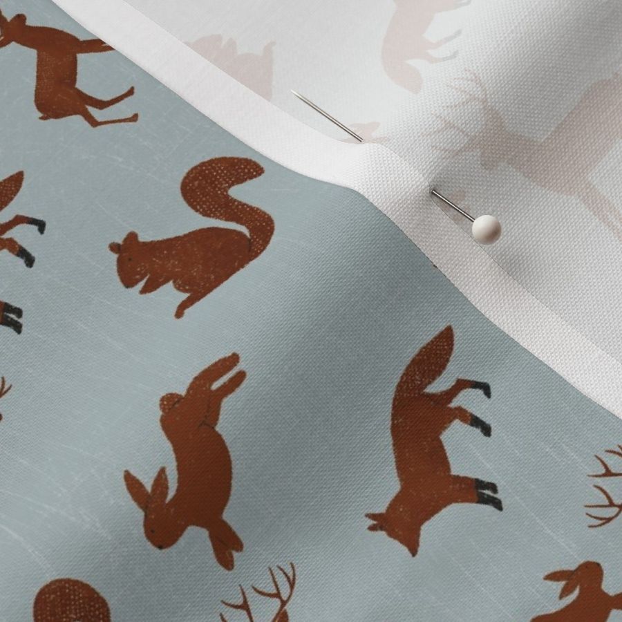  Woodland Forest animals gray blue