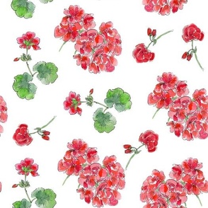 Floral Geranium Red and Green 2