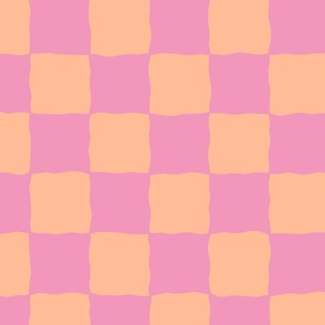 Soft Pink and Peach Funky Checkers