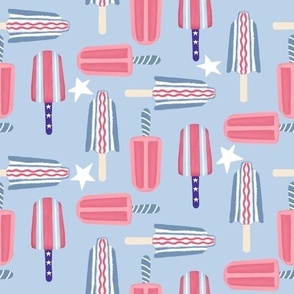 Summer Patriotic Red White and Blue Popsicles SMALL SCALE