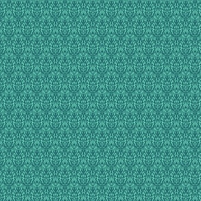 Calligraphic Monochrome Damask - Mint Green on Teal  (large scale)