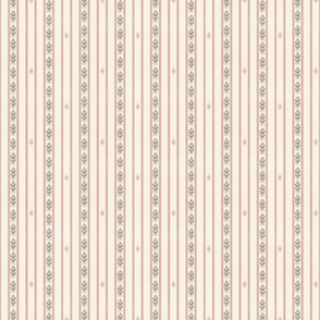 Peach and grey Ikat vertical stripes Small - pink stripe over cream - modern hand drawn ikat stripe with linen texture