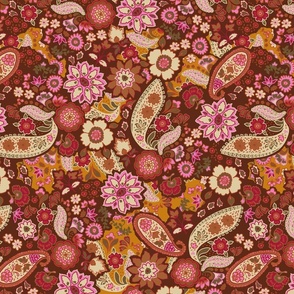 Boheme Paisley in Red and Orange Tones