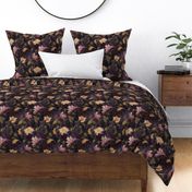 Gothic Yellow and Pink Floral Night Bloom Pattern