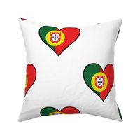 Portuguese Flag Heart Portugal Love Repeating Pattern White