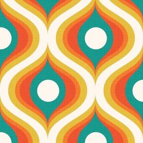 Groovy swirl wallpaper retro custom jade teal white 12 large wallpaper scale by Pippa Shaw