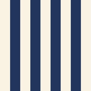 2” Navy and Ivory Vertical Stripes
