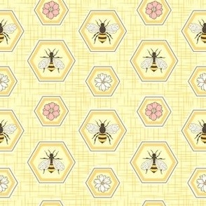 Bees and Flowers in Hexagons - Small Scale
