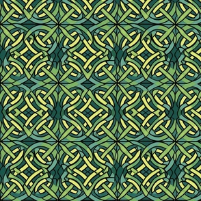 Celtic Knotwork Pattern in Green and Yellow
