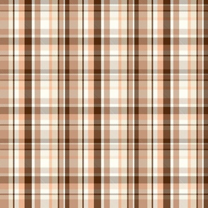 (S) Plaid natural Christmas browns peach caramel natural small 6 inch