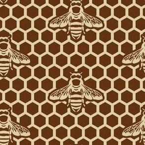 Bee honeycomb in brown. Small scale 