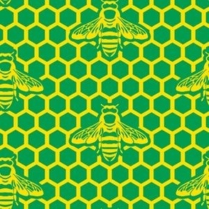 Bee honeycomb in yellow and green. Small scale 