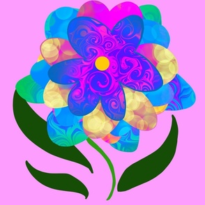 Hand Drawn Colorful Flower Pink Background