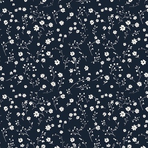 Classic Navy Blue and White Floral Pattern
