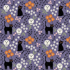Cottagecore halloween spooky on purple
