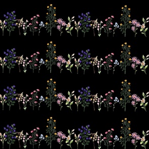 Dark Colorful Summer Wildflower Pattern