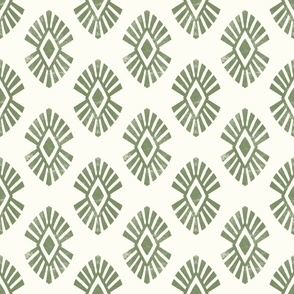 (small) Ethnic inspired Radiant Tribal sage green and white natural 