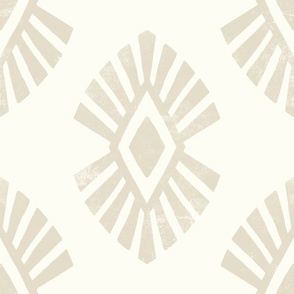 (large) Ethnic inspired Radiant Tribal bone white and beige natural 