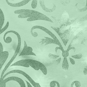 XL / Mint Green Shabby Chic Victorian Damask